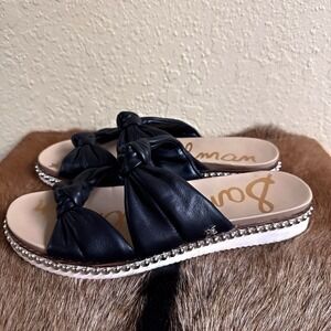 Sam Edelman 8.5 Alyce Knotted Strap Studded Slide Leather Sandal Summer Vacation
